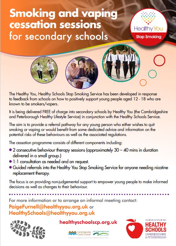 Stop smoking and vaping for secondary schools